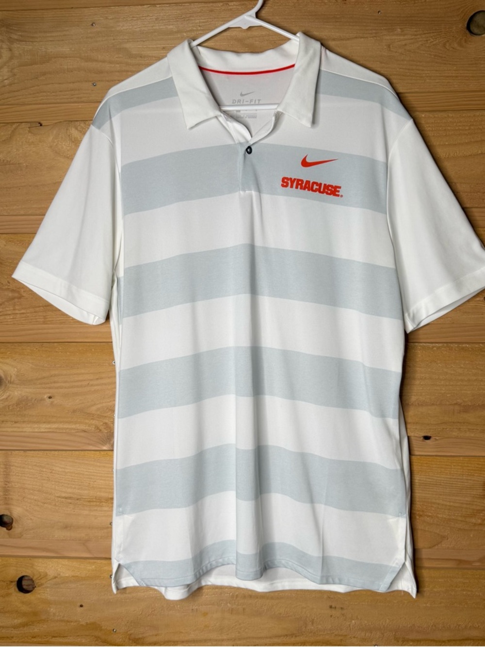 Nike White & Light Gray Syracuse Striped Polo